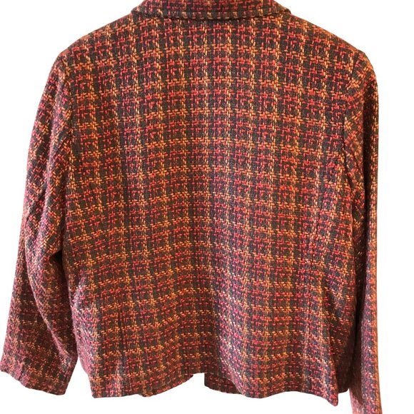 Croft & Barrow Boucle Blazer, Vintage 90s Button-Down Jacket Brown Rust XL - Picture 2 of 8